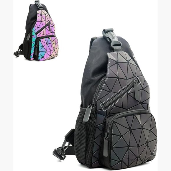 Geometric Holographic Backpack Convertible Chest Bag Daypack Travel main image 5